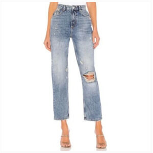 Free People - We the Free - Distressed Dakota Straight Leg Jeans - Size 28